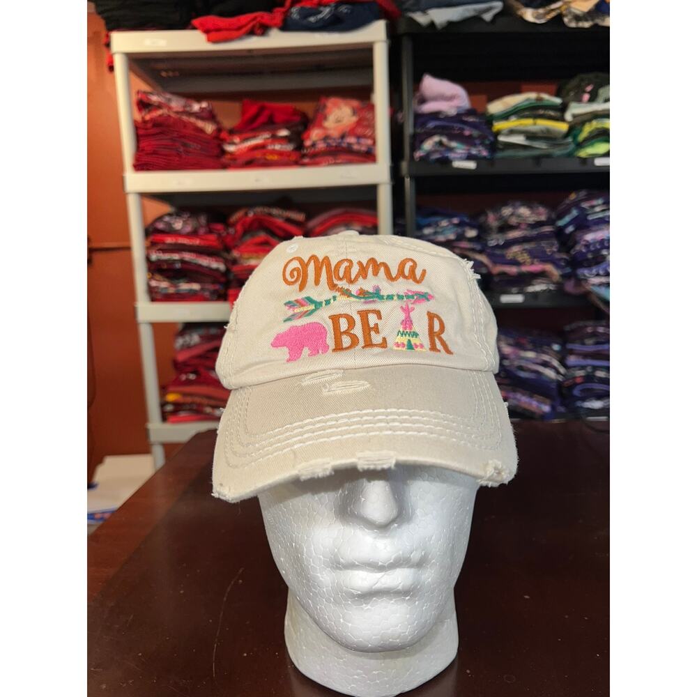 Mama Bear Hat Kbethos Vintage White Cream Cap Headwear OS